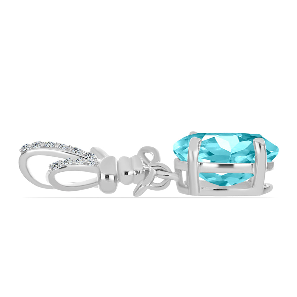 Pandantiv din Argint 925 ( 1.35 grame ) cu Cuarț Paraiba și Topaz Alb 2.48 Carate 2 