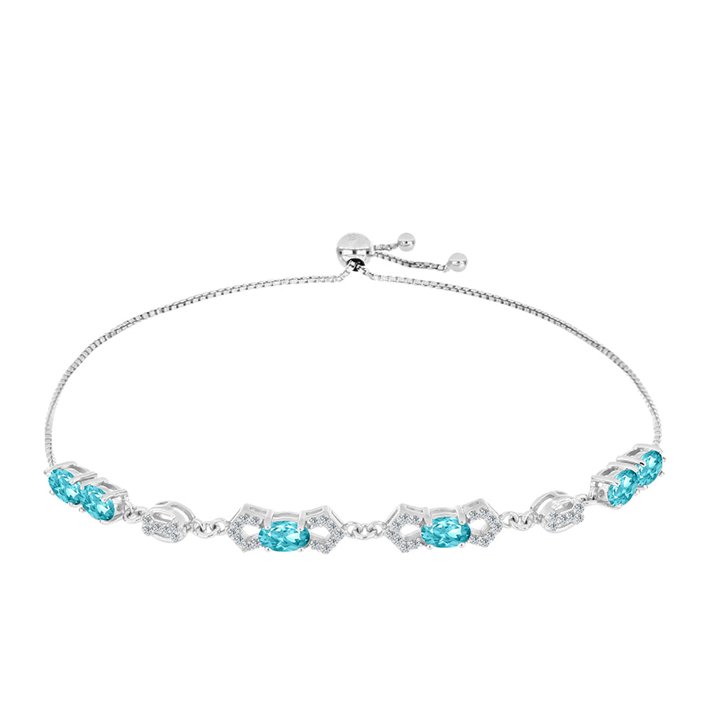 Brățară din Argint 925 ( 5.44 grame ) cu Cuarț Paraiba și Topaz Alb 2.62 Carate 1 