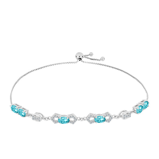 Brățară din Argint 925 ( 5.44 grame ) cu Cuarț Paraiba și Topaz Alb 2.62 Carate