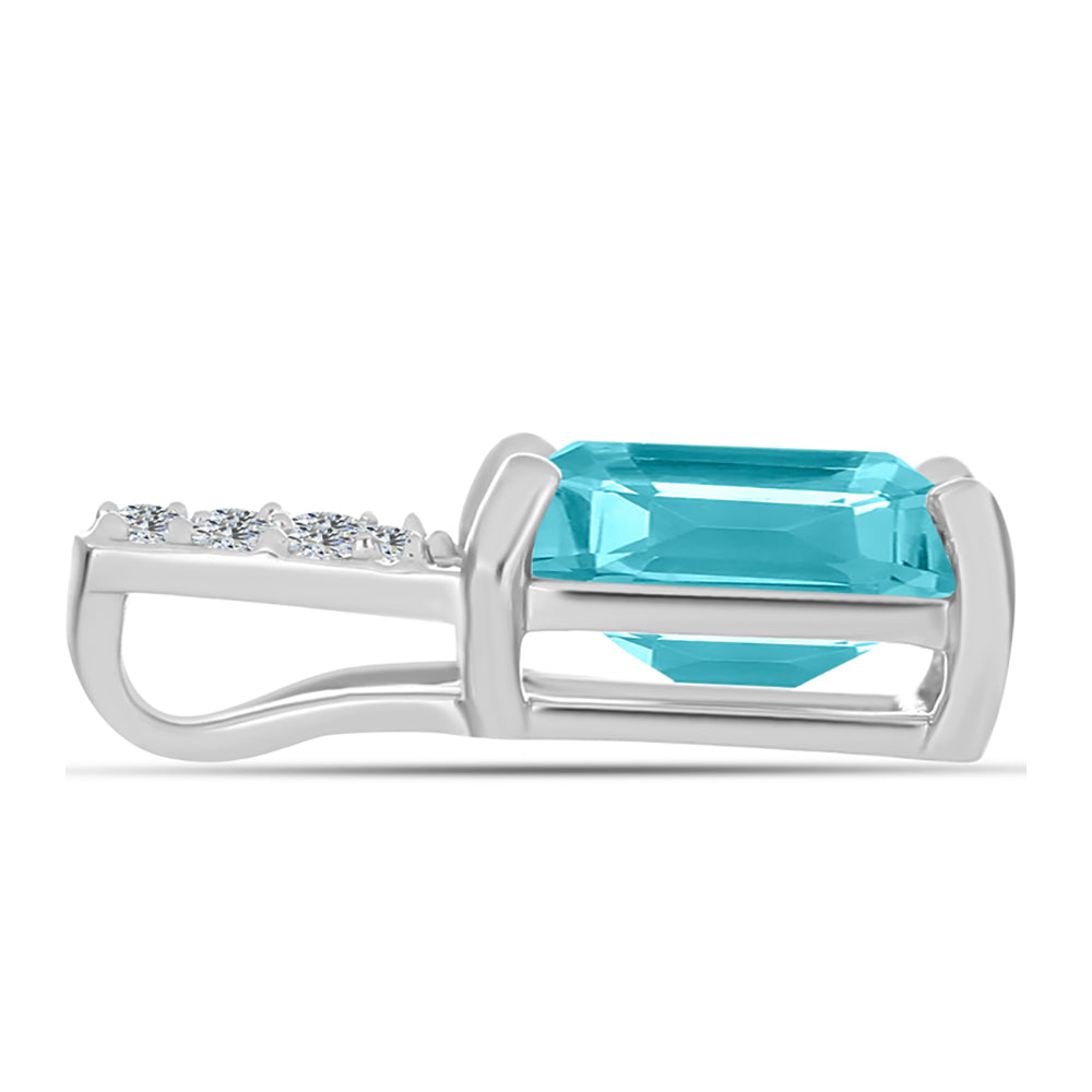 Pandantiv din Argint 925 ( 0.66 grame ) cu Cuarț Paraiba și Topaz Alb 1.41 Carate 2 