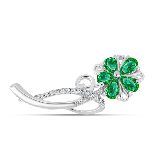 Broşă din Argint 925 ( 2.6 grame ) cu Granat Kijani și Topaz Alb 1.05 Carate