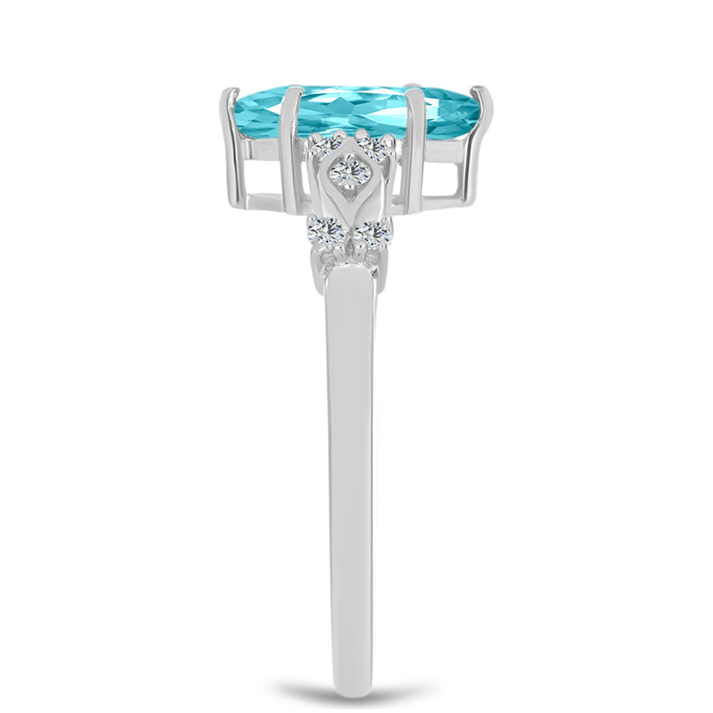Inel din Argint 925 ( 2.1 grame ) cu Cuarț Paraiba și Topaz Alb 1.07 Carate