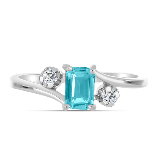 Inel din Argint 925 ( 1.79 grame ) cu Cuarț Paraiba și Topaz Alb 0.59 Carate