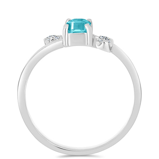 Inel din Argint 925 ( 1.79 grame ) cu Cuarț Paraiba și Topaz Alb 0.59 Carate