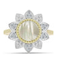 Inel din Argint 925 Placat cu Aur ( 4.04 grame ) cu Sidef și Topaz Alb 1.48 Carate