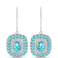 Cercei din Argint 925 ( 3.93 grame ) cu Cuarț Paraiba și Topaz Alb 2.9 Carate