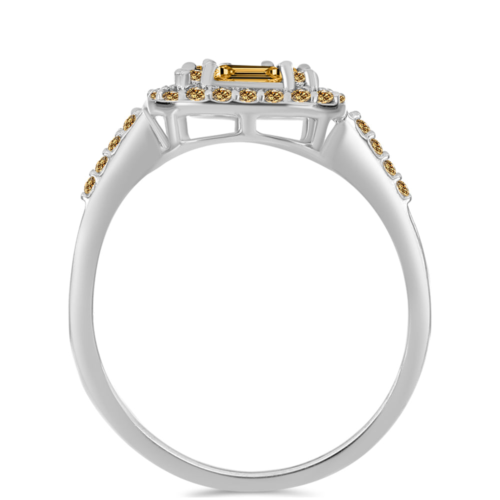 Inel din Argint 925 ( 2.65 grame ) cu Moissanite Șampanie 0.97 Carate 2 