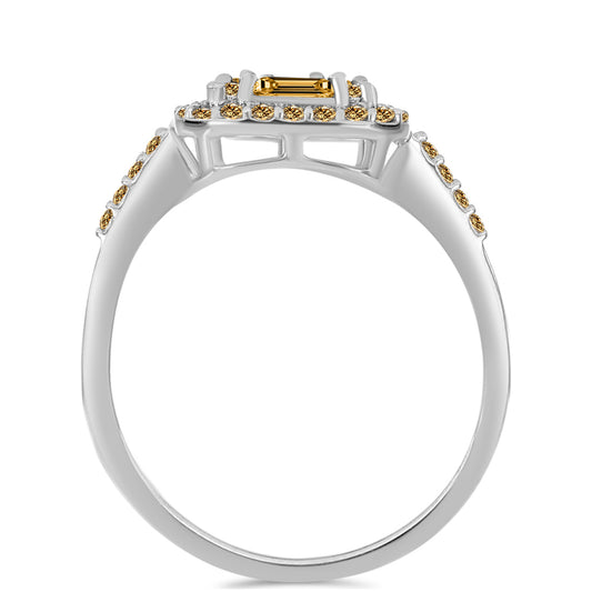 Inel din Argint 925 ( 2.65 grame ) cu Moissanite Șampanie 0.97 Carate