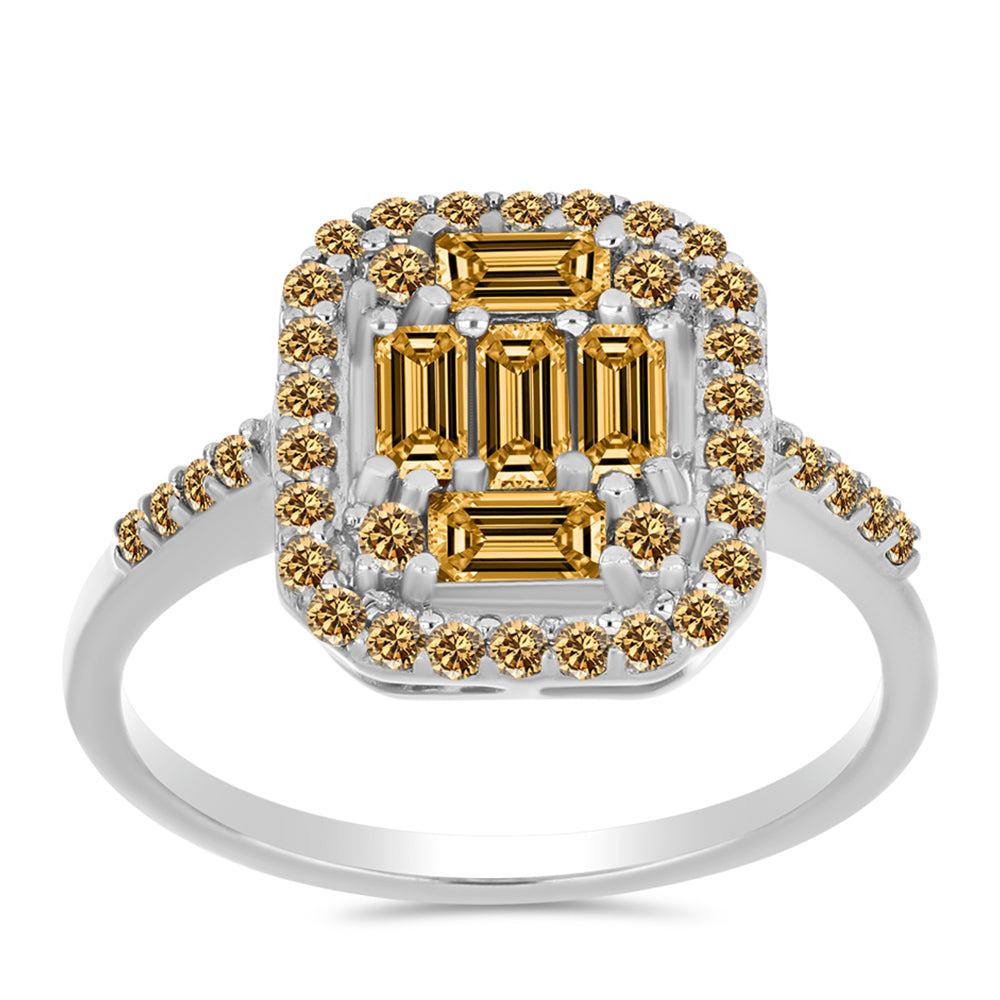 Inel din Argint 925 ( 2.65 grame ) cu Moissanite Șampanie 0.97 Carate