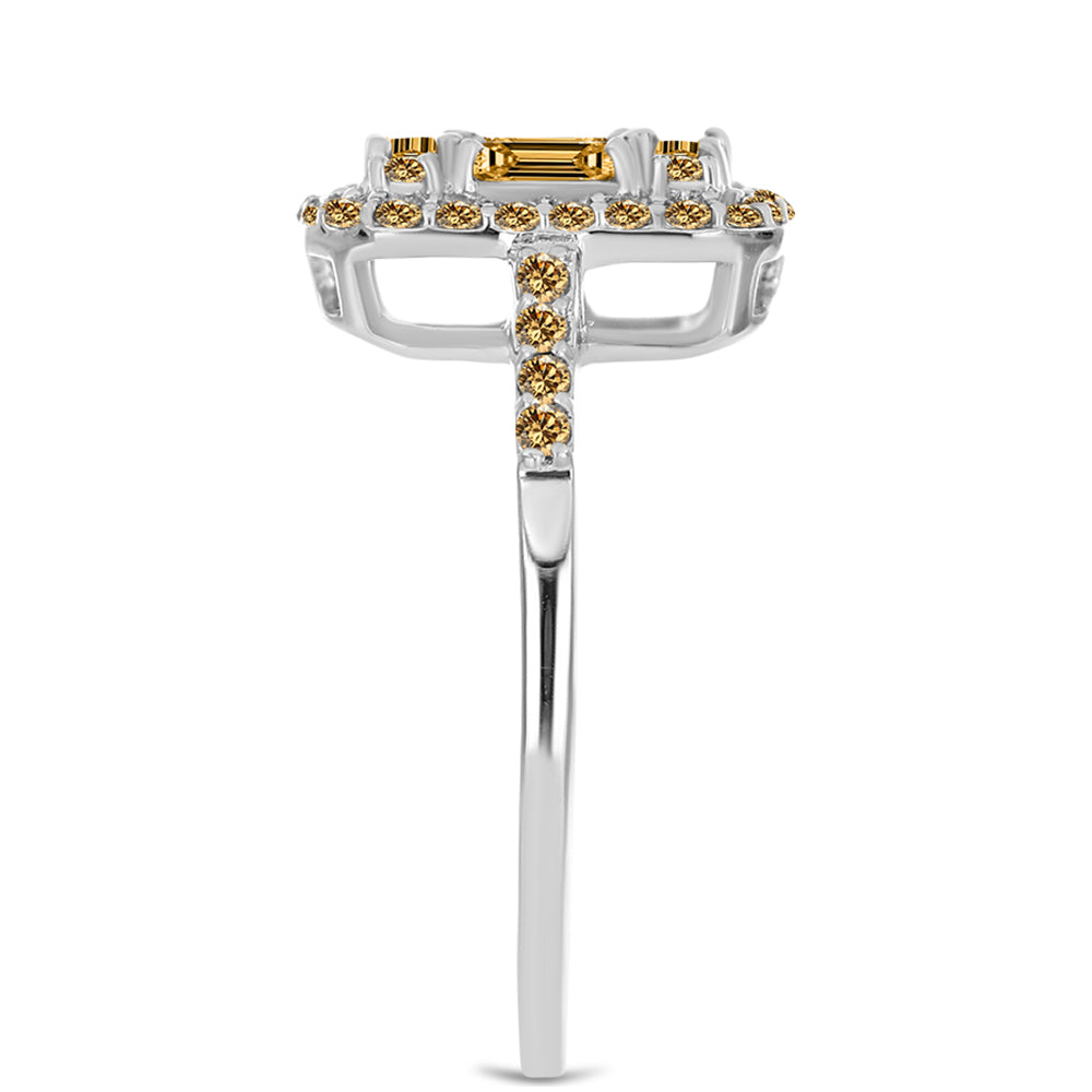 Inel din Argint 925 ( 2.65 grame ) cu Moissanite Șampanie 0.97 Carate