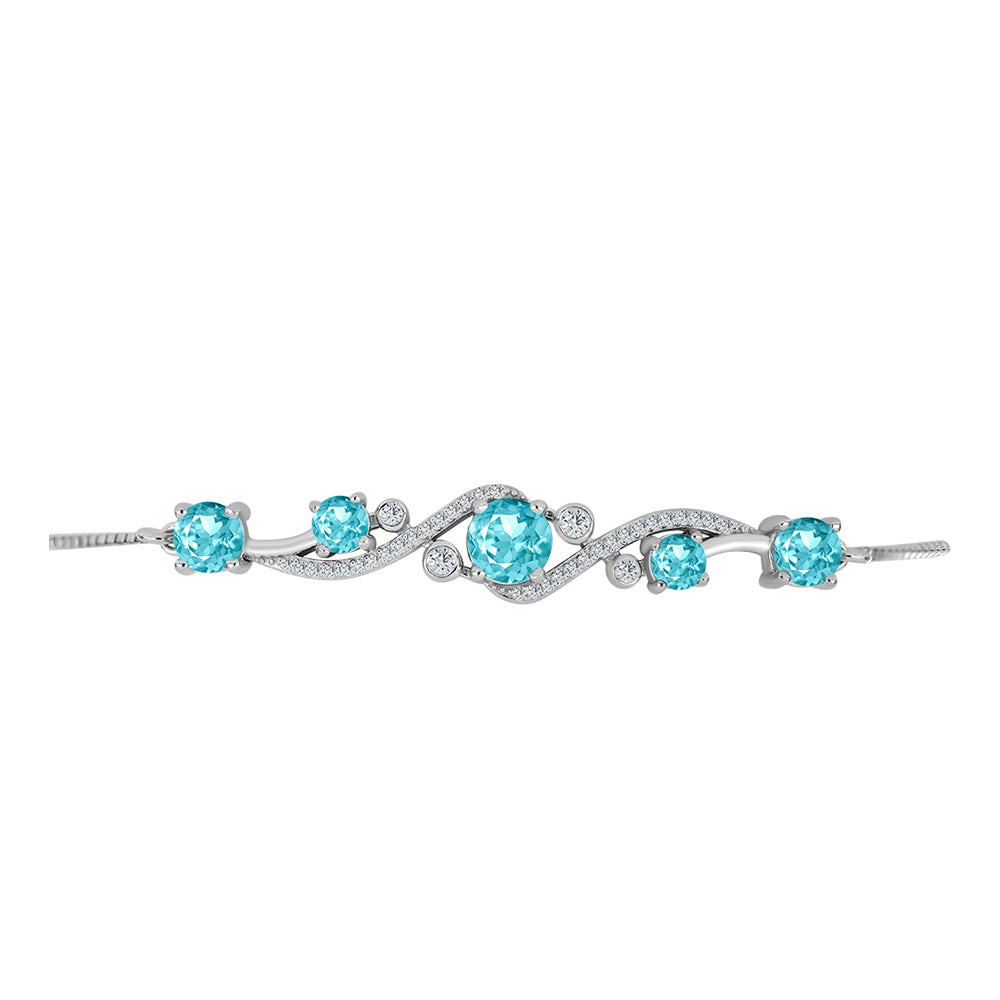 Brățară din Argint 925 ( 5.46 grame ) cu Cuarț Paraiba și Topaz Alb 2.41 Carate
