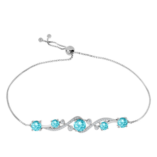 Brățară din Argint 925 ( 5.46 grame ) cu Cuarț Paraiba și Topaz Alb 2.41 Carate