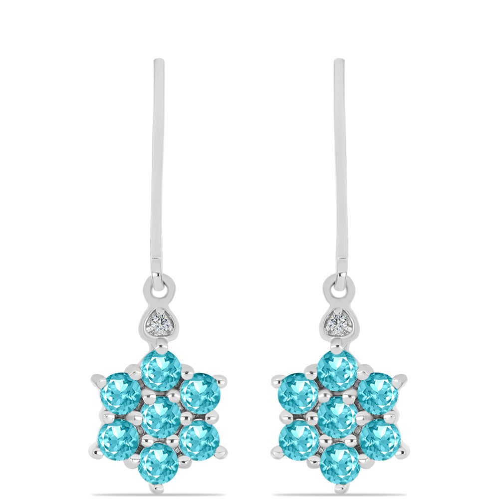 Cercei din Argint 925 ( 2.43 grame ) cu Cuarț Paraiba și Topaz Alb 1.4 Carate