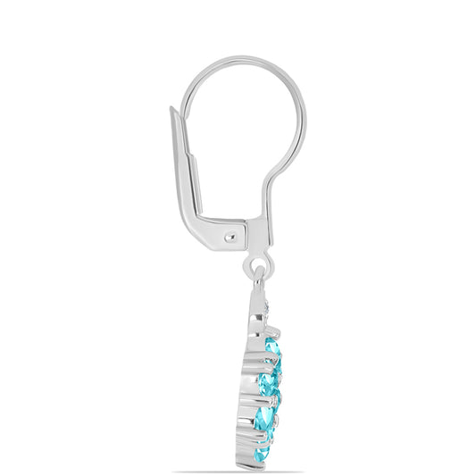 Cercei din Argint 925 ( 2.43 grame ) cu Cuarț Paraiba și Topaz Alb 1.4 Carate