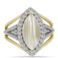 Inel din Argint 925 Placat cu Aur ( 5.02 grame ) cu Sidef și Topaz Alb 3.41 Carate