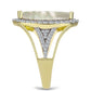 Inel din Argint 925 Placat cu Aur ( 5.02 grame ) cu Sidef și Topaz Alb 3.41 Carate