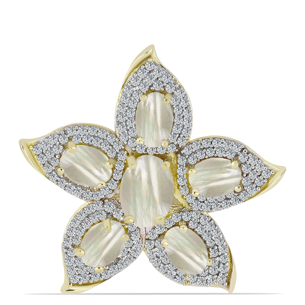 Broşă din Argint 925 Placat cu Aur ( 4.77 grame ) cu Sidef 4.14 Carate 1 