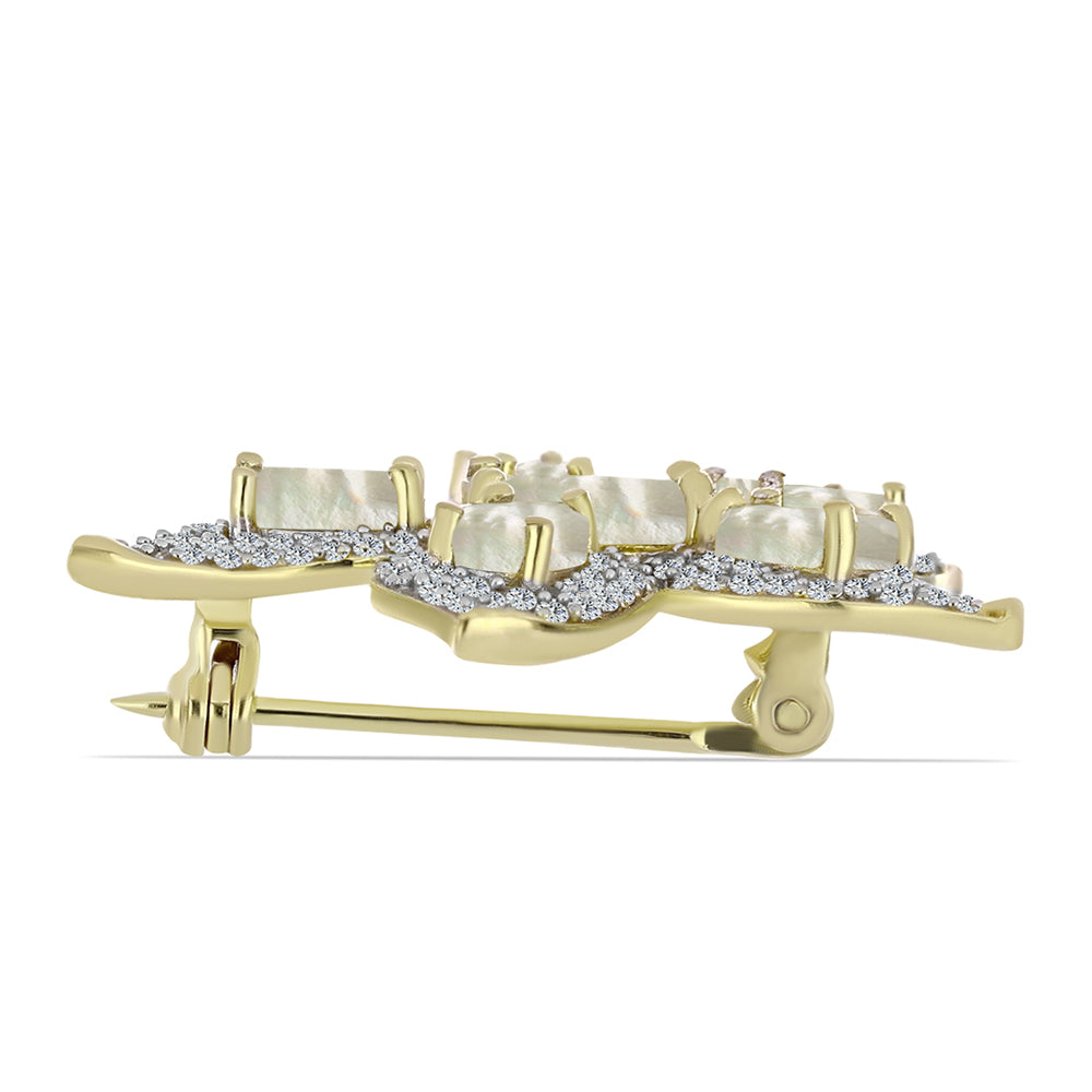 Broşă din Argint 925 Placat cu Aur ( 4.77 grame ) cu Sidef 4.14 Carate 2 