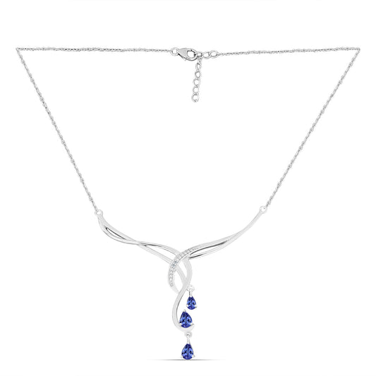 Colier din Argint 925 ( 5.81 grame ) cu Tanzanit AAA 0.94 Carate