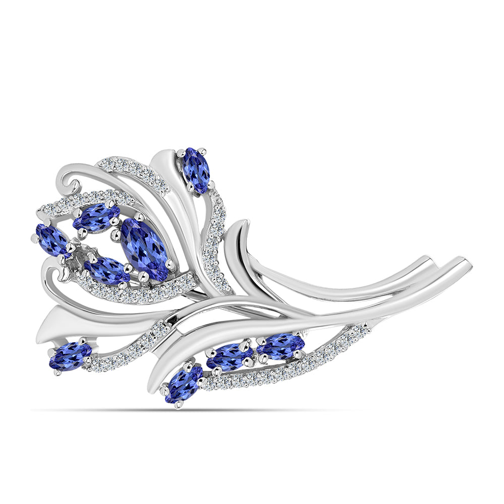 Broşă din Argint 925 ( 4.37 grame ) cu Tanzanit AAA 1.26 Carate 1 