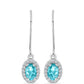 Cercei din Argint 925 ( 1.79 grame ) cu Cuarț Paraiba și Topaz Alb 0.98 Carate