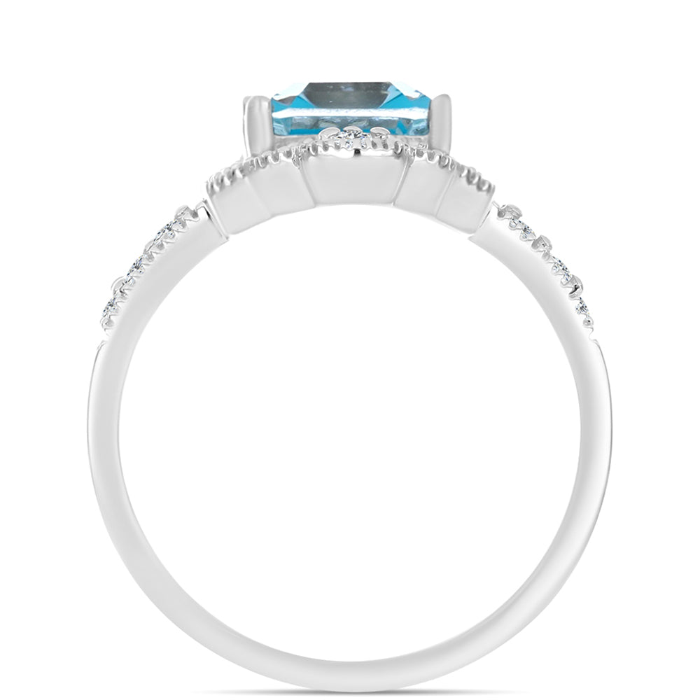 Inel din Argint 925 ( 4.17 grame ) cu Cuarț Paraiba și Topaz Alb 3.39 Carate 2 