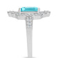 Inel din Argint 925 ( 4.17 grame ) cu Cuarț Paraiba și Topaz Alb 3.39 Carate