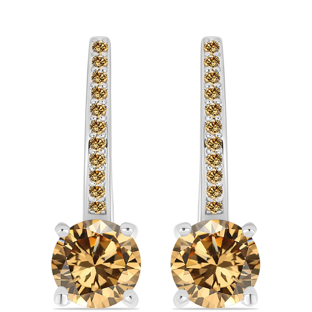 Cercei din Argint 925 ( 3 grame ) cu Moissanite Șampanie 2.57 Carate 1 