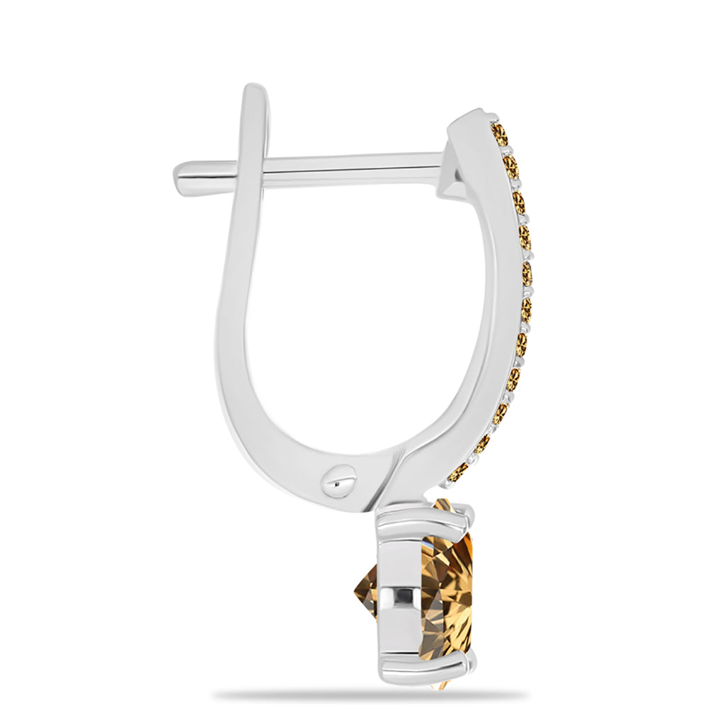 Cercei din Argint 925 ( 3 grame ) cu Moissanite Șampanie 2.57 Carate 2 