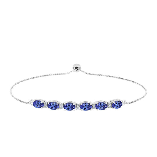 Brățară din Argint 925 ( 4.83 grame ) cu Tanzanit AAA și Topaz Alb 2.97 Carate