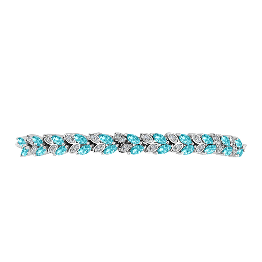 Brățară din Argint 925 ( 7.91 grame ) cu Cuarț Paraiba și Topaz Alb 3.06 Carate