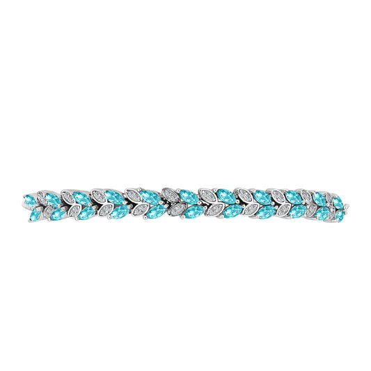 Brățară din Argint 925 ( 7.91 grame ) cu Cuarț Paraiba și Topaz Alb 3.06 Carate