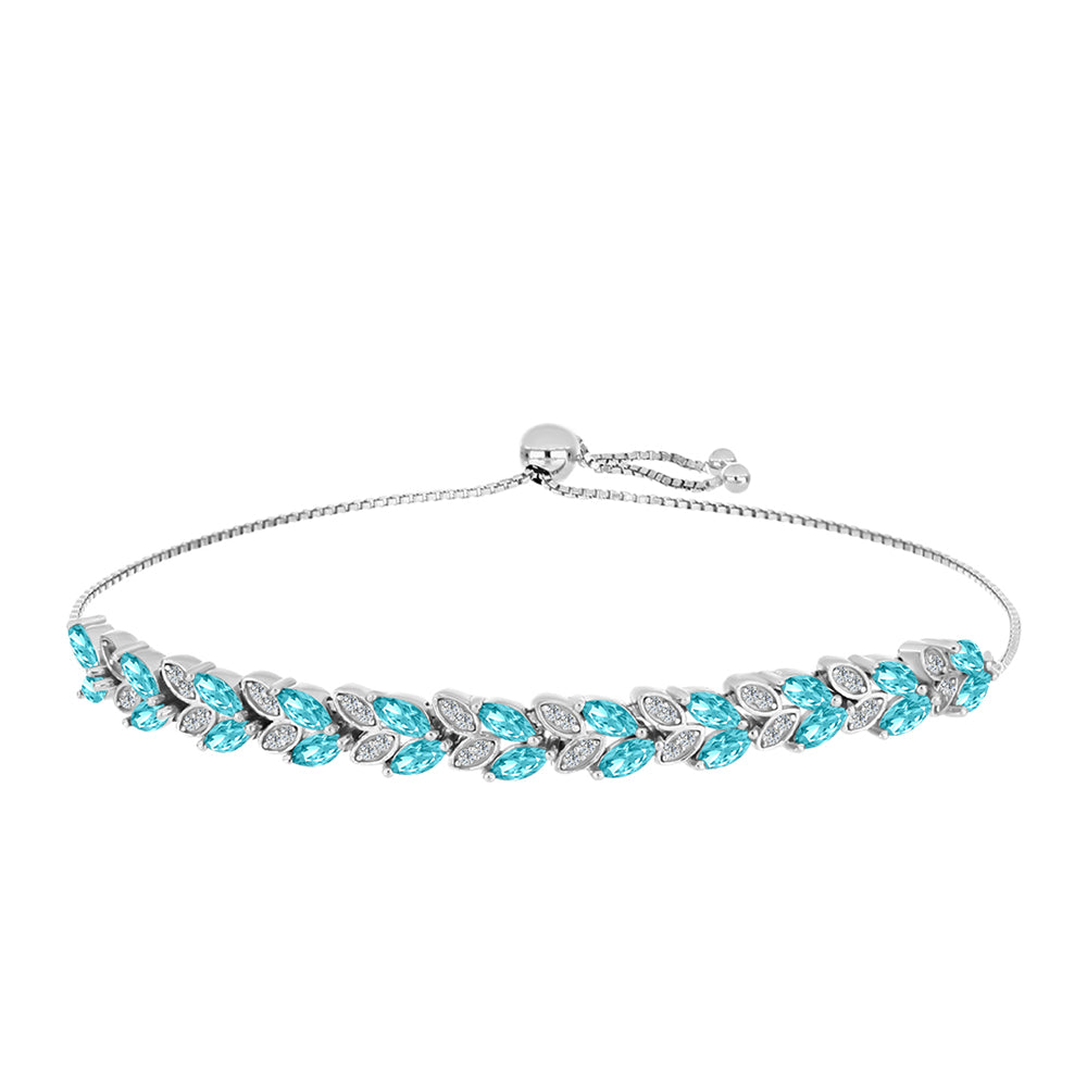 Brățară din Argint 925 ( 7.91 grame ) cu Cuarț Paraiba și Topaz Alb 3.06 Carate 1 