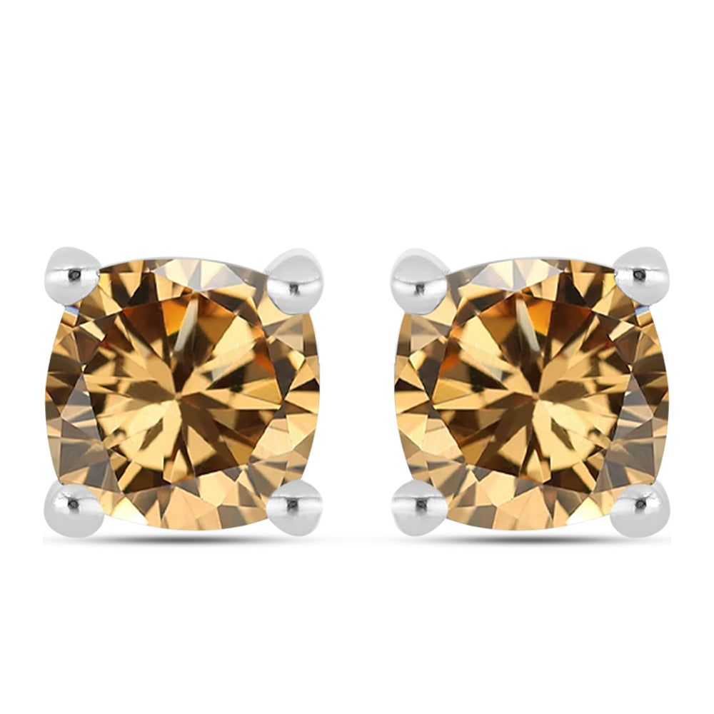Cercei din Argint 925 ( 1.56 grame ) cu Moissanite Șampanie 2.54 Carate 1 