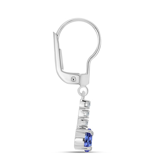 Cercei din Argint 925 ( 1.83 grame ) cu Tanzanit AAA și Topaz Alb 1.12 Carate