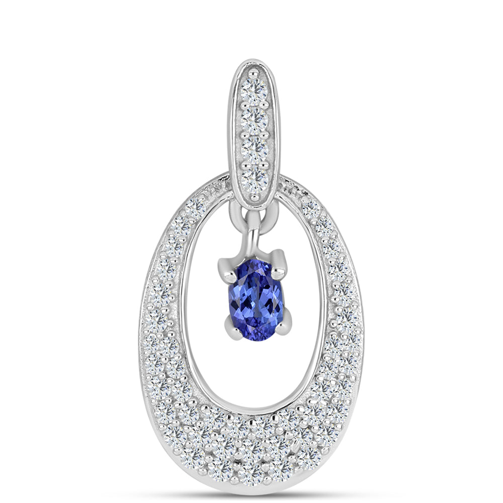 Pandantiv din Argint 925 ( 1.42 grame ) cu Tanzanit AAA și Topaz Alb 0.73 Carate