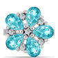 Inel din Argint 925 ( 2.72 grame ) cu Cuarț Paraiba și Topaz Alb 1.84 Carate