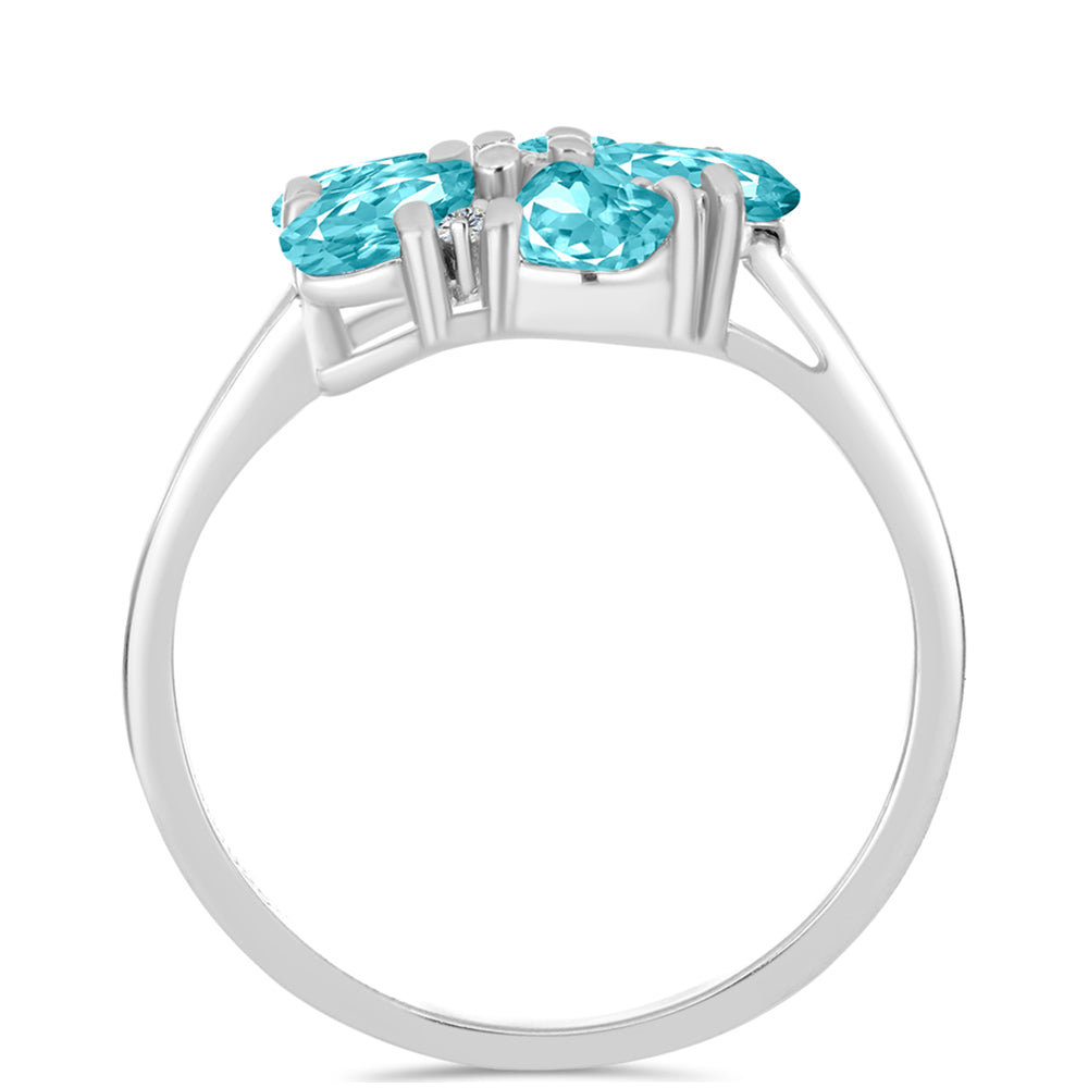 Inel din Argint 925 ( 2.72 grame ) cu Cuarț Paraiba și Topaz Alb 1.84 Carate 2 