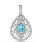 Pandantiv din Argint 925 ( 2.58 grame ) cu Cuarț Paraiba și Topaz Alb 1.25 Carate