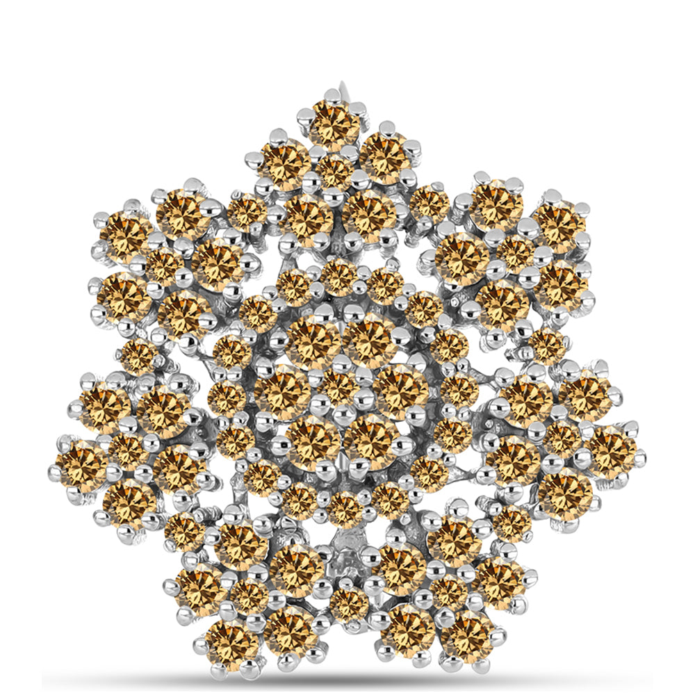Broşă din Argint 925 ( 3.11 grame ) cu Moissanite Șampanie 1.26 Carate 1 