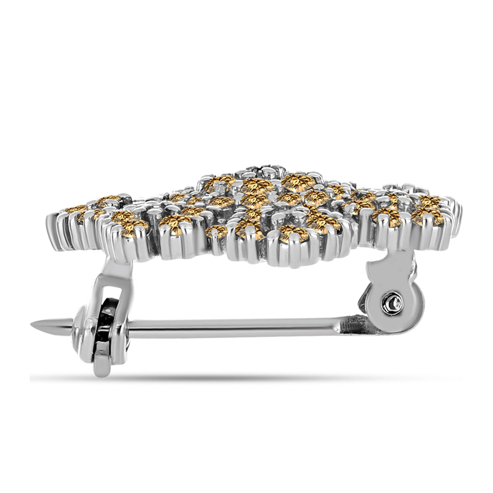 Broşă din Argint 925 ( 3.11 grame ) cu Moissanite Șampanie 1.26 Carate 2 