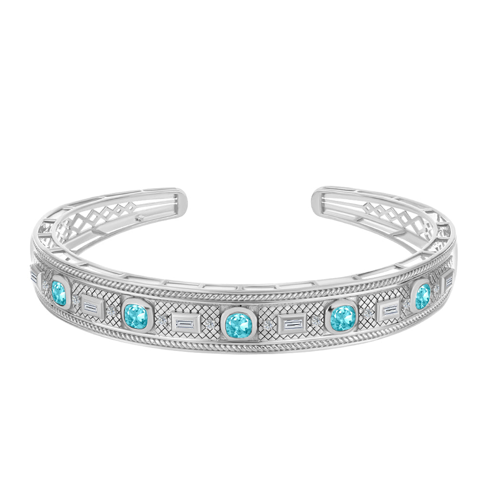 Brățară din Argint 925 ( 18.93 grame ) cu Cuarț Paraiba și Zircon Alb 2.01 Carate