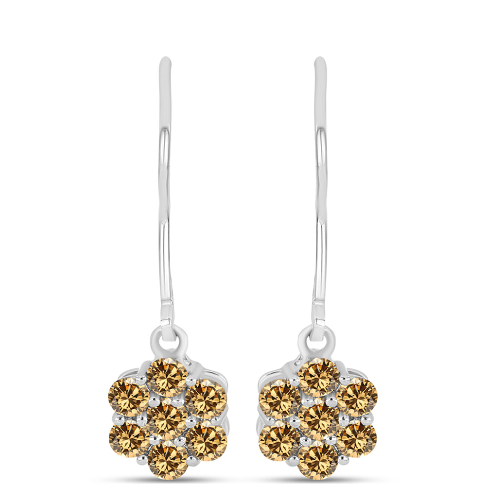 Cercei din Argint 925 ( 1.64 grame ) cu Moissanite Șampanie 0.88 Carate
