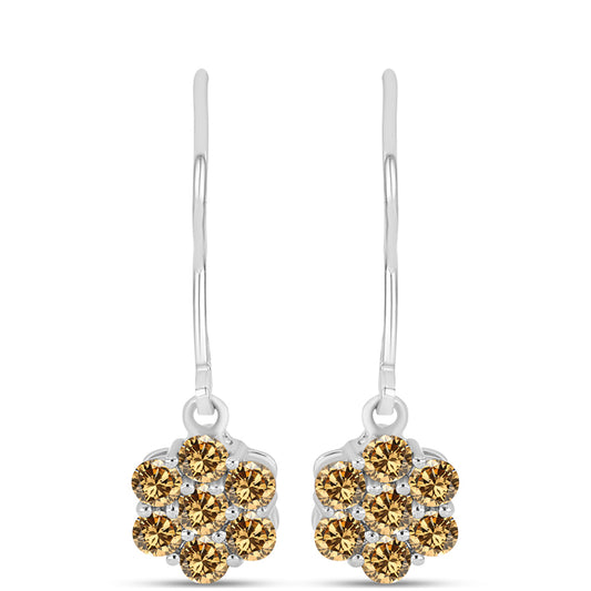 Cercei din Argint 925 ( 1.64 grame ) cu Moissanite Șampanie 0.88 Carate