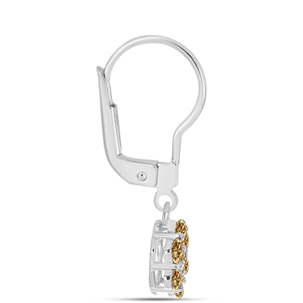Cercei din Argint 925 ( 1.64 grame ) cu Moissanite Șampanie 0.88 Carate 2 
