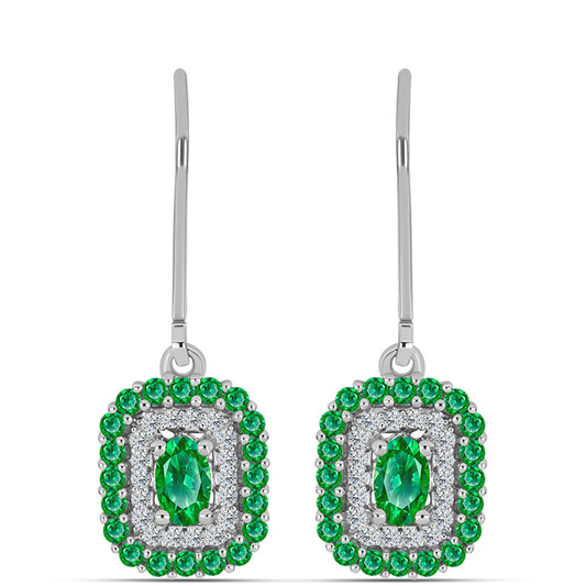 Cercei din Argint 925 ( 3 grame ) cu Granat Kijani și Topaz Alb 1.4 Carate