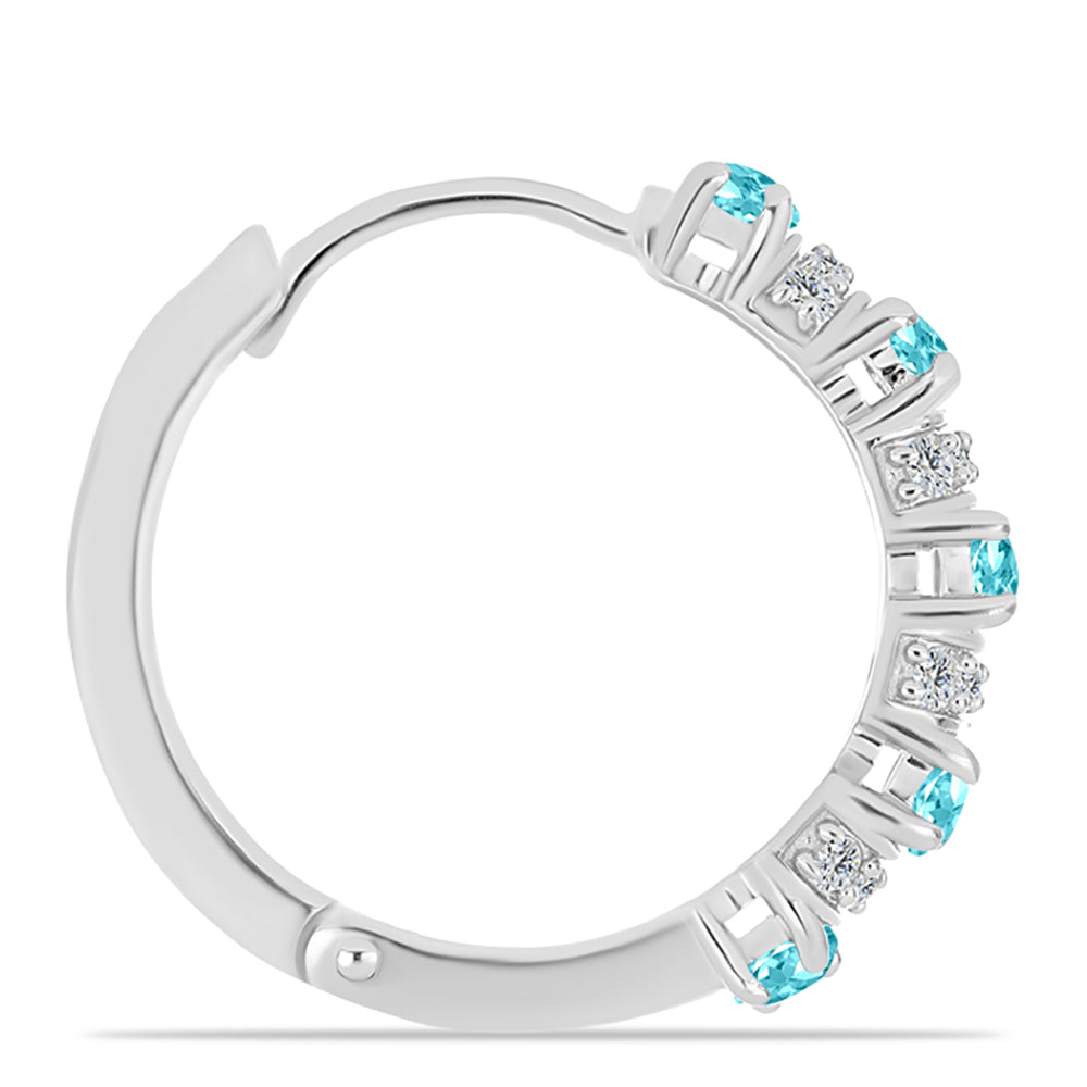 Cercei din Argint 925 ( 5.41 grame ) cu Cuarț Paraiba și Topaz Alb 2.45 Carate 2 