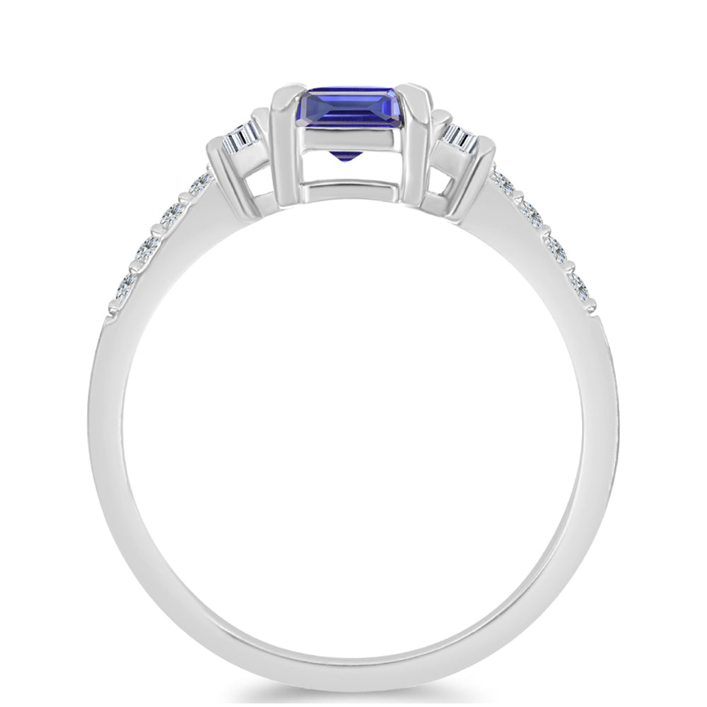 Inel din Argint 925 ( 2.19 grame ) cu Tanzanit AAA și Topaz Alb 1.34 Carate