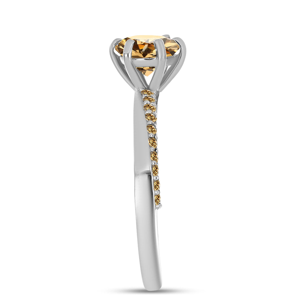 Inel din Argint 925 ( 2.53 grame ) cu Moissanite Șampanie 1.18 Carate 4 