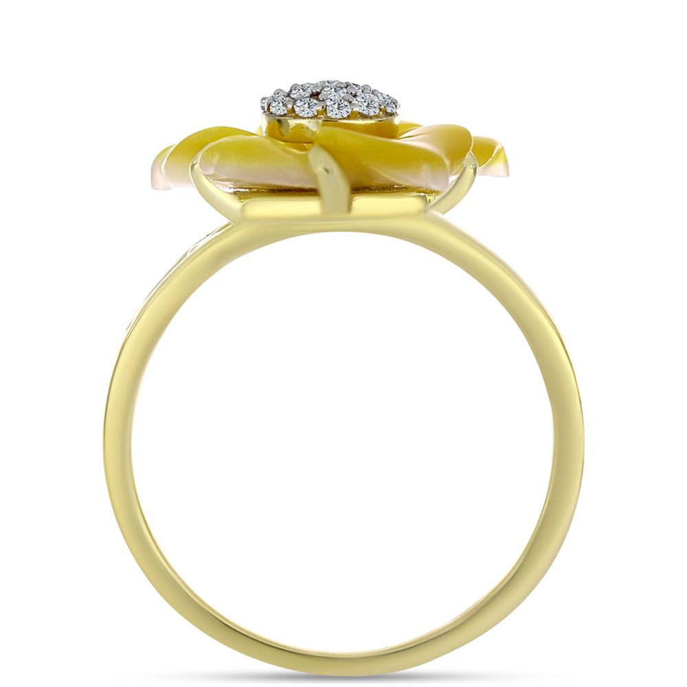 Inel din Argint 925 Placat cu Aur ( 3.41 grame ) cu Sidef și Topaz Alb 3.39 Carate 2 